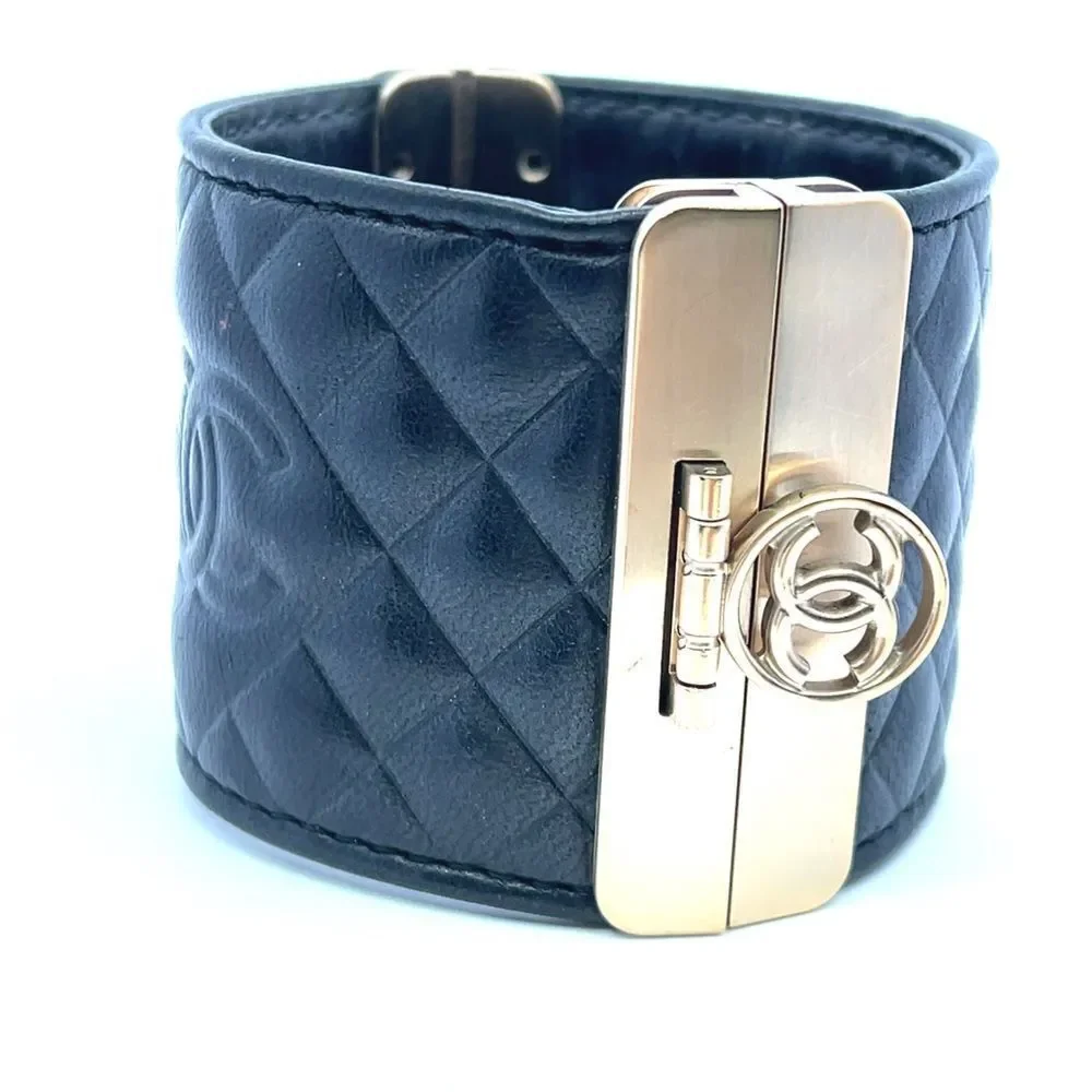 Chanel Matelasse Leather Cuff Bracelet